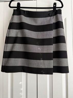 Classic Black and Gray Striped A-Line Skirt
